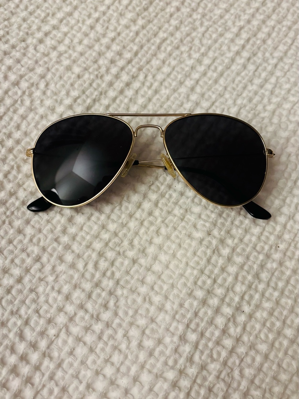 Classic Gold Aviator Sunglasses with Black Lenses